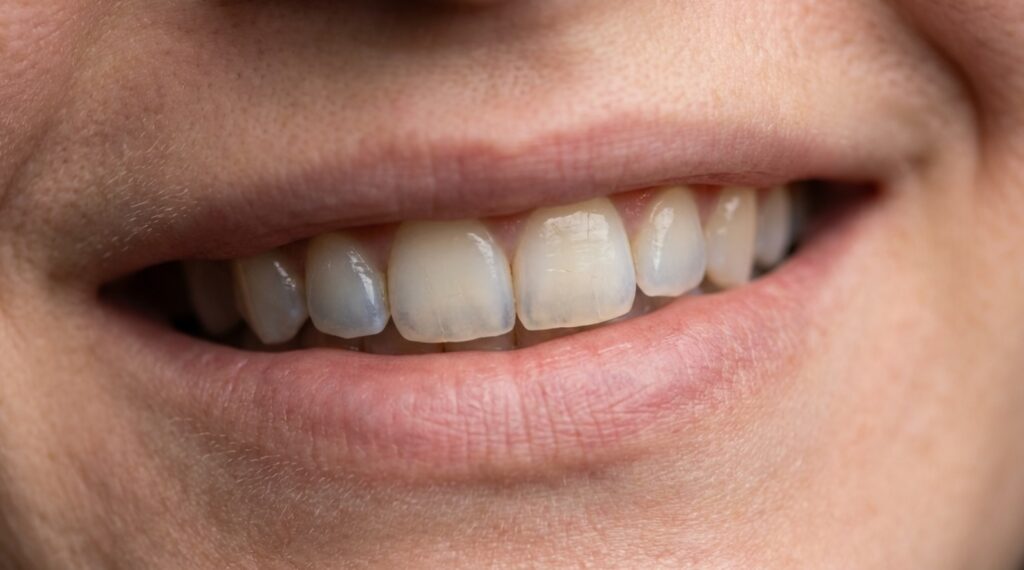 A close up of transparent teeth.